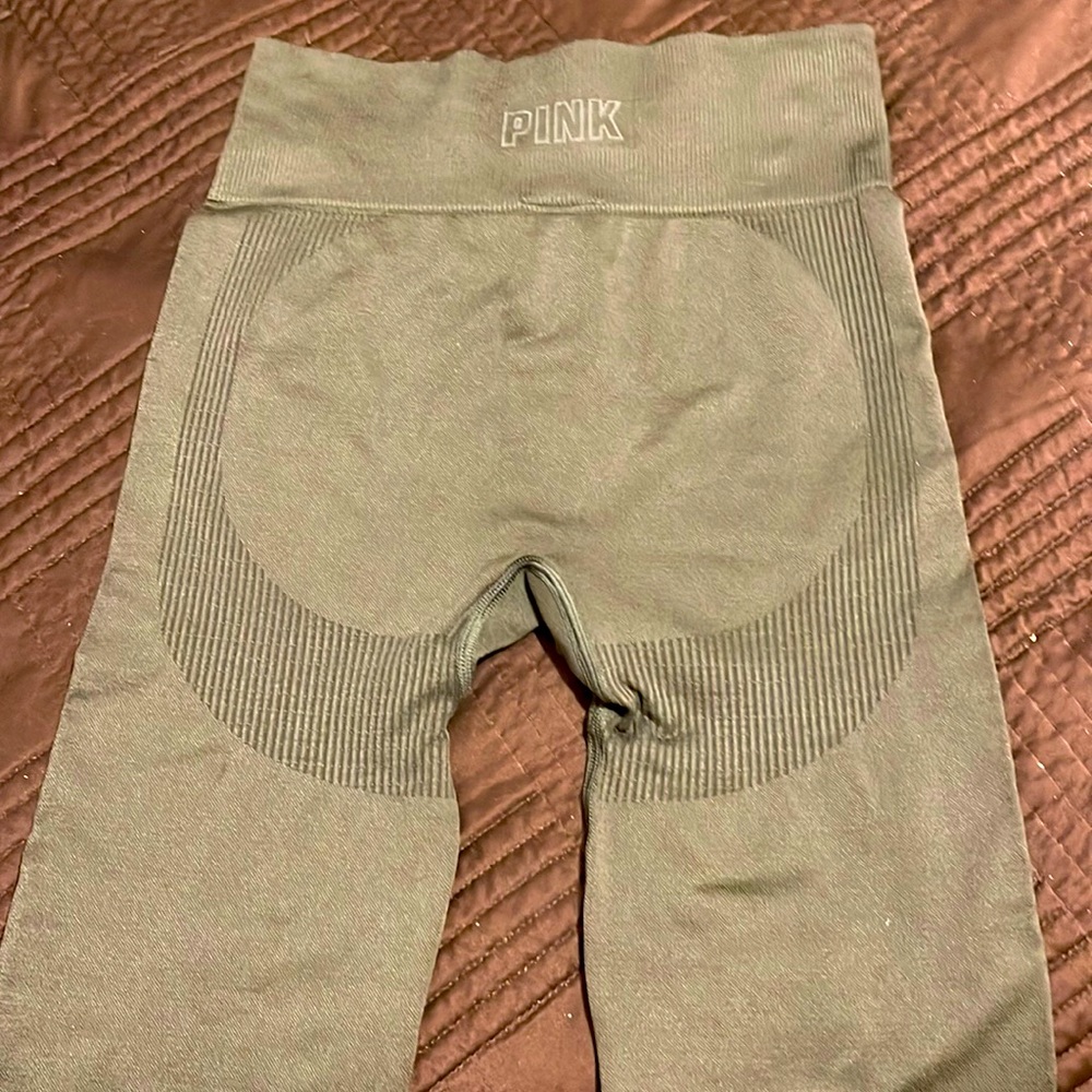 Pink brand Khaki Green workout pants excellent condition